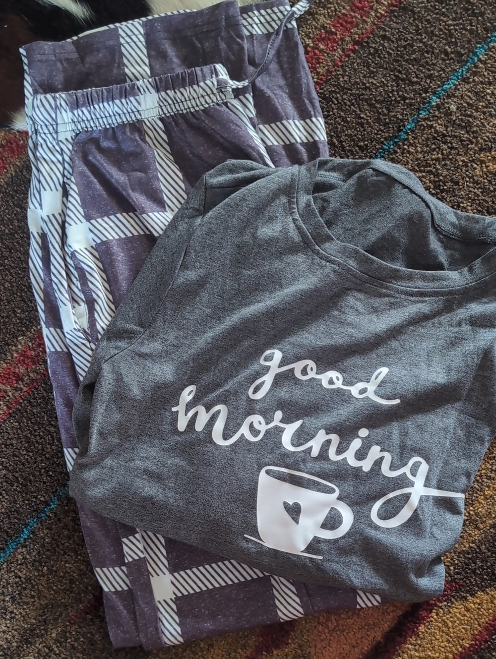 'Good Morning' Gray Pajama Set